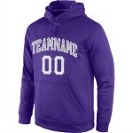 Custom Team Name & Number Purple White-Gray Sports Hoodie Pullover Sweatshirt Personalized Personalized Stitched Purple White-Gray