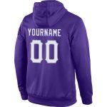 Custom Team Name & Number Purple White-Gray Sports Hoodie Pullover Sweatshirt Personalized Personalized Stitched Purple White-Gray