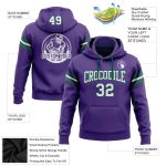Custom Name Number Football Hoodie Sweatshirt - Personalized Stitched Purple White Kelly Green Team Apparel Personalized