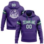 Custom Name Number Football Hoodie Sweatshirt - Personalized Stitched Purple White Kelly Green Team Apparel Personalized