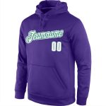 Custom Name and Number Sports Hoodie - Personalized Purple White Kelly Green Pullover Sweatshirt Personalized Stitched Purple