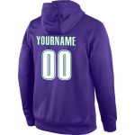 Custom Name and Number Sports Hoodie - Personalized Purple White Kelly Green Pullover Sweatshirt Personalized Stitched Purple