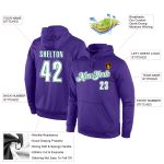 Custom Name and Number Sports Hoodie - Personalized Purple White Kelly Green Pullover Sweatshirt Personalized Stitched Purple
