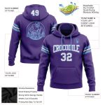 Custom Name Number Football Hoodie Stitched Purple White-Light Blue Sweatshirt for Teams Personalized Stitched Purple White-Light