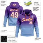 Custom Team Hoodie with Name & Number - Personalized Purple Light Blue-Orange Fade Stitched Pullover Sweatshirt Personalized