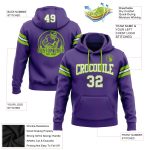 Custom Name Number Purple White Neon Green Football Hoodie Pullover Sweatshirt - Personalized Team Apparel Personalized Stitched