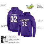 Custom Sports Hoodie with Stitched Name and Number - Purple White Old Gold Pullover Sweatshirt Personalized Stitched Purple