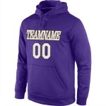 Custom Sports Hoodie with Stitched Name and Number - Purple White Old Gold Pullover Sweatshirt Personalized Stitched Purple