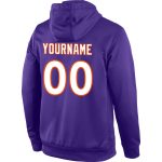Custom Name Number Sports Hoodie Pullover Sweatshirt in Purple White Orange - Personalized Team Apparel Personalized Stitched