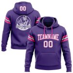 Custom Name Number Football Hoodie Personalized Stitched Purple White Pink Pullover Sweatshirt Personalized Stitched Purple
