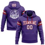 Custom Name Number Hoodie Sweatshirt for Football - Personalized Purple White-Red Stitched Pullover Personalized Stitched
