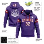 Custom Name Number Hoodie Sweatshirt for Football - Personalized Purple White-Red Stitched Pullover Personalized Stitched