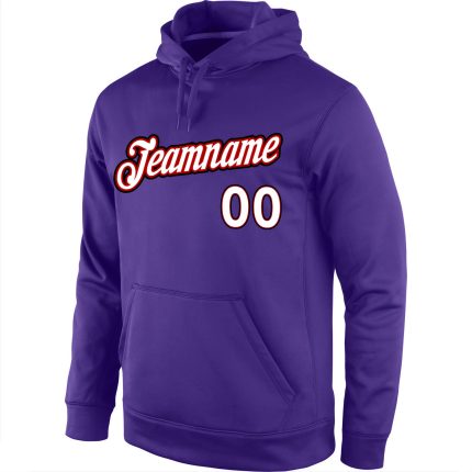Custom Name Number Sports Hoodie Sweatshirt for Team - Personalized Purple White Red Stitched Pullover Personalized Stitched