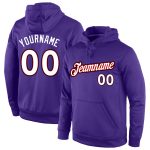 Custom Name Number Sports Hoodie Sweatshirt for Team - Personalized Purple White Red Stitched Pullover Personalized Stitched