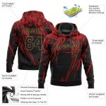 Personalized 3D Pattern Sports Hoodie in Red Black Old Gold - Stitched Pullover Sweatshirt Personalized Stitched Red Black-Old