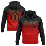 Custom Name Number Sports Pullover Hoodie 3D Pattern Red Black Old Gold Sweatshirt Team Design Personalized Stitched Red