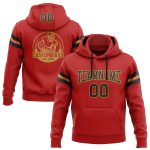 Custom Name Number Personalized Football Hoodie Stitched Red Black Old Gold Pullover Sweatshirt Personalized Stitched Red