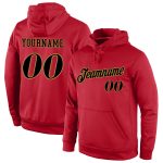 Custom Name Number Hoodie Sweatshirt Pullover for Teams - Personalized Red Black Old Gold Sports Apparel Personalized Stitched
