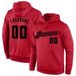 Custom Team Hoodie with Name and Number - Personalized Red Black Pullover Sweatshirt Personalized Stitched Red Black-Red