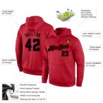 Custom Team Hoodie with Name and Number - Personalized Red Black Pullover Sweatshirt Personalized Stitched Red Black-Red