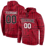 Custom Personalized Halloween Hoodie 3D Pattern Team Sweatshirt with Stitched Name & Number - Red Black White Design Personalized