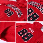 Personalized Red Black-White Sports Hoodie Sweatshirt - Custom Stitched Apparel Personalized Stitched Red Black-White Sports