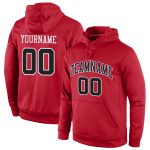 Personalized Red Black-White Sports Hoodie Sweatshirt - Custom Stitched Apparel Personalized Stitched Red Black-White Sports
