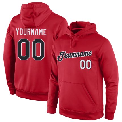 Custom Team Name Number Sports Hoodie Red Black White Pullover Sweatshirt Personalized Stitched Apparel Personalized Stitched