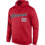 Custom Team Name Number Sports Hoodie Red Black White Pullover Sweatshirt Personalized Stitched Apparel Personalized Stitched