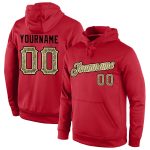 Custom Red Camo Sports Hoodie Pullover Sweatshirt with Stitched Name and Number Personalized Stitched Red Camo-Cream Sports