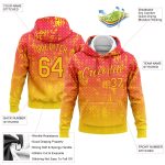 Custom Name Number Sports Hoodie Sweatshirt 3D Red Gold Gradient Abstract Grid Design Stitched Pullover Personalized Stitched