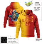 Custom Red Gold 3D Skull Hoodie Personalized Name & Number Fashion Sweatshirt for Sports Team Personalized Stitched Red Gold