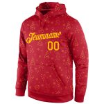 Custom Name Number 3D Christmas Hoodie Sports Pullover Sweatshirt Red Gold - Personalized Team Apparel Personalized Stitched