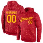 Custom Name Number 3D Christmas Hoodie Sports Pullover Sweatshirt Red Gold - Personalized Team Apparel Personalized Stitched