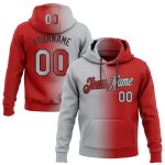 Custom Name & Number Sports Pullover Hoodie - Personalized Stitched Red Gray Black Gradient Fashion Sweatshirt Personalized