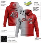 Custom Name & Number Sports Pullover Hoodie - Personalized Stitched Red Gray Black Gradient Fashion Sweatshirt Personalized