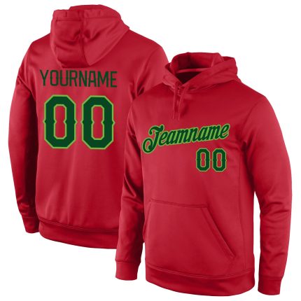Custom Team Name Number Hoodie Personalized Sports Sweatshirt Pullover Stitched Red Green Neon Green Personalized Stitched
