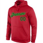 Custom Team Name Number Hoodie Personalized Sports Sweatshirt Pullover Stitched Red Green Neon Green Personalized Stitched