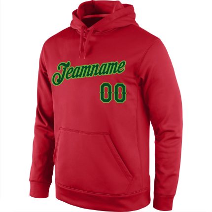 Custom Team Name Number Hoodie Personalized Sports Sweatshirt Pullover Stitched Red Green Neon Green Personalized Stitched