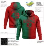 Personalized Custom Name and Number Sports Hoodie - Stitched Red Kelly Green-Black Gradient Pullover Sweatshirt Personalized