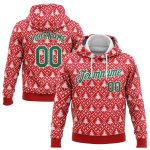 Custom Name Number Pullover Hoodie Christmas Trees 3D Sports Sweatshirt Red Kelly Green White Personalized Stitched Red Kelly