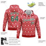 Custom Name Number Pullover Hoodie Christmas Trees 3D Sports Sweatshirt Red Kelly Green White Personalized Stitched Red Kelly