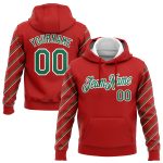 Custom Name & Number Red Kelly Green-White Christmas 3D Sports Hoodie Pullover Sweatshirt for Team Personalized Stitched
