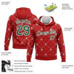 Custom Name & Number Christmas Dog Hoodie, 3D Santa Costume, Red Kelly Green-White Stitched Pullover Sweatshirt Personalized