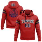 Custom Team Name Number Hoodie - Personalized Pullover Sweatshirt in Red Navy and Old Gold Football Design Personalized Stitched