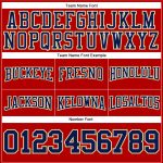 Custom Team Name Number Hoodie - Personalized Pullover Sweatshirt in Red Navy and Old Gold Football Design Personalized Stitched