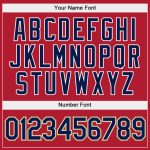 Custom Team Name and Number Stitched Sports Pullover Hoodie in Red, Navy, and Old Gold Personalized Stitched Red Navy-Old