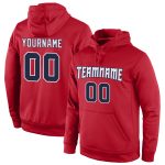 Custom Name & Number Sports Hoodie - Red Navy-White Stitched Pullover Sweatshirt Personalized Stitched Red Navy-White Sports