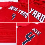 Custom Name & Number Sports Hoodie - Red Navy-White Stitched Pullover Sweatshirt Personalized Stitched Red Navy-White Sports
