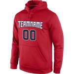 Custom Name & Number Sports Hoodie - Red Navy-White Stitched Pullover Sweatshirt Personalized Stitched Red Navy-White Sports